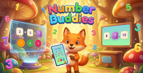 Number Buddies – free educational math game for kids aged 3 to 6, featuring counting and addition games